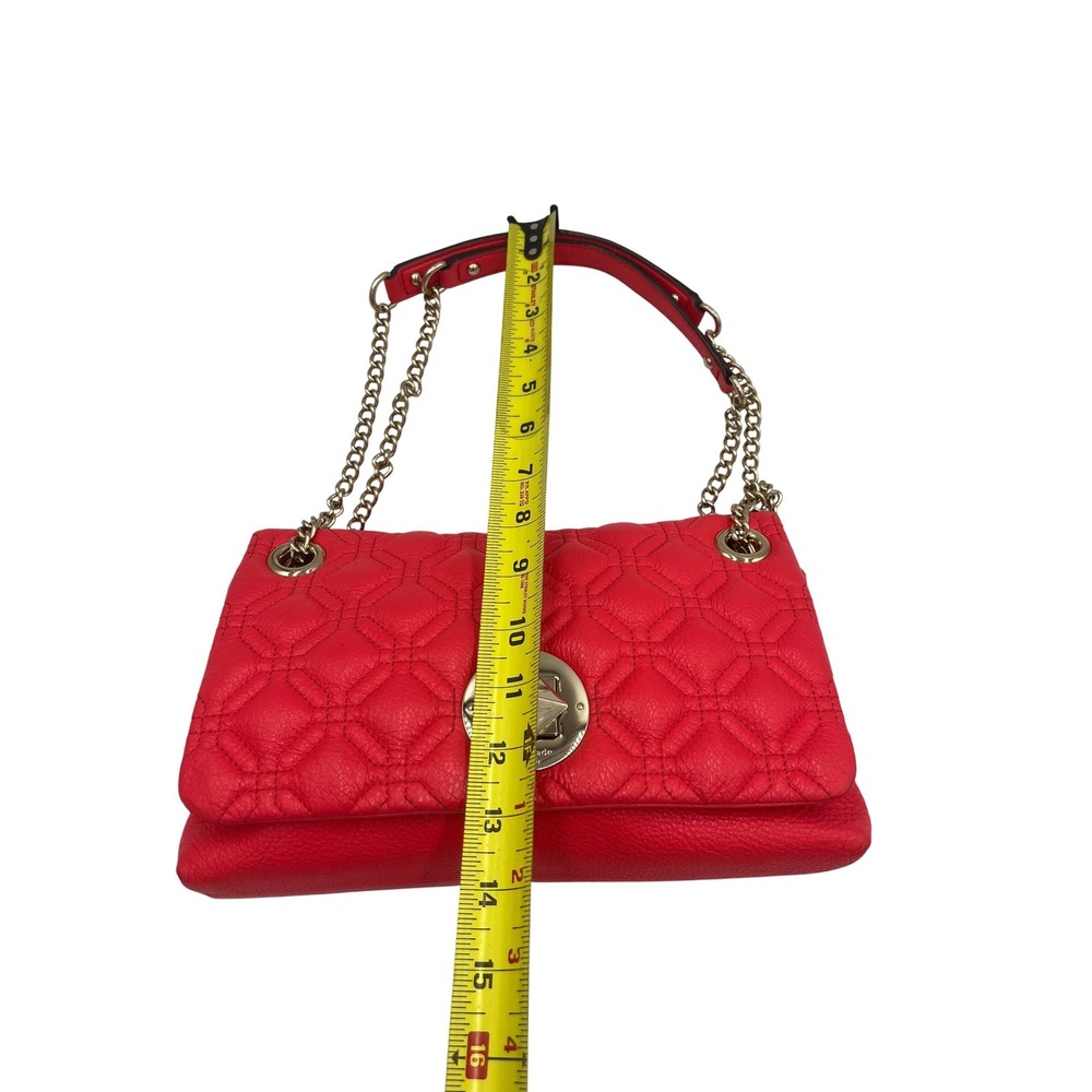 Kate Spade Emerson Place Rita Red Quilted Leather Shoulder Bag Turnlock 1ZCR9X - Picture 8 of 8